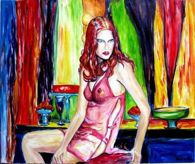 Painting titled "femme aux cheveux r…" by Kspersee, Original Artwork