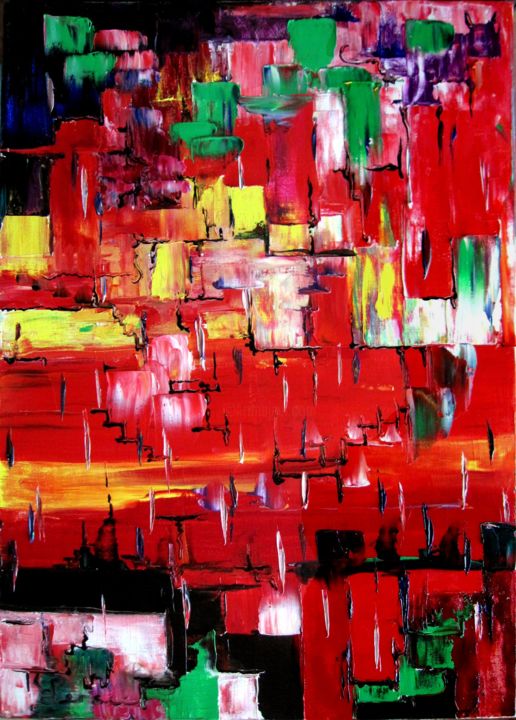 Painting titled "rouge , la passion" by Kspersee, Original Artwork, Oil