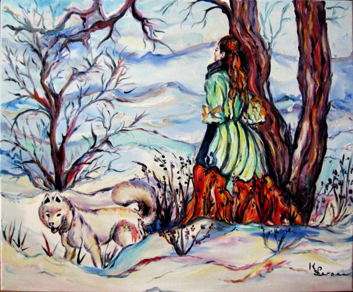 Peinture intitulée "danse avec le loup" par Kspersee, Œuvre d'art originale