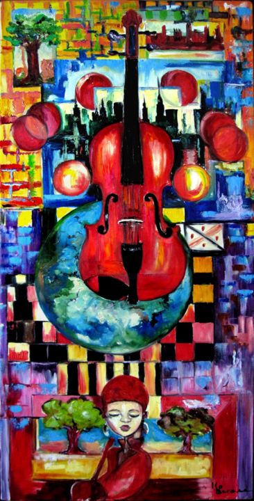 Painting titled "musique sans fronti…" by Kspersee, Original Artwork, Oil