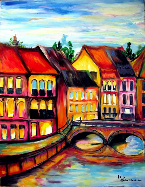 Peinture intitulée "petit pont" par Kspersee, Œuvre d'art originale, Huile