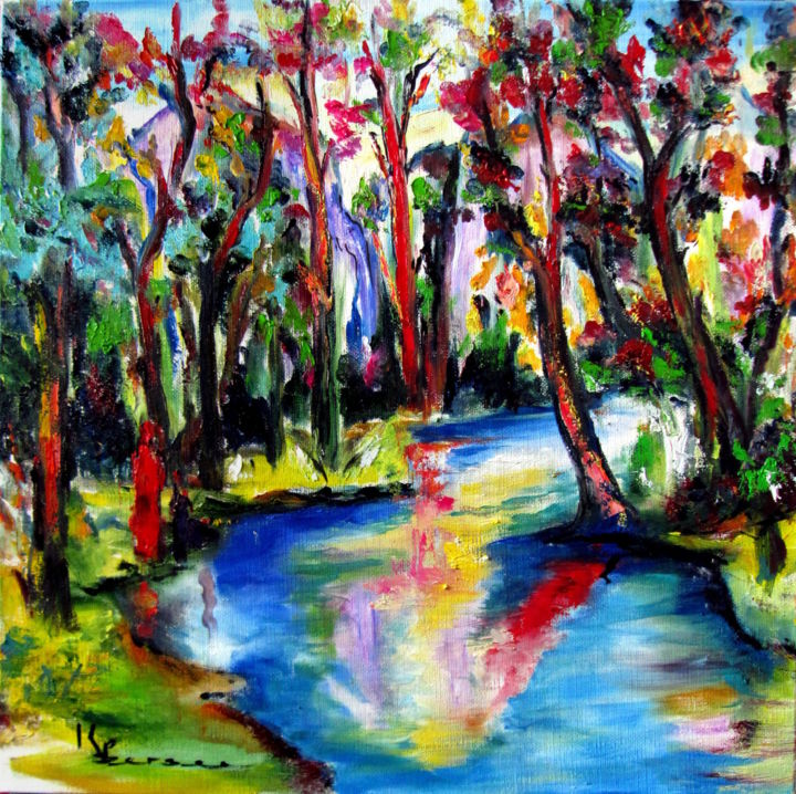 Painting titled "arbres au bords de…" by Kspersee, Original Artwork