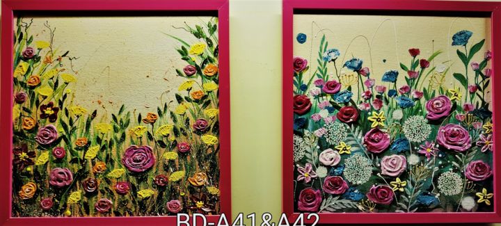 Peinture intitulée "Bloomingdale A 41 &…" par Geetu Thakur, Œuvre d'art originale, Acrylique Monté sur Carton