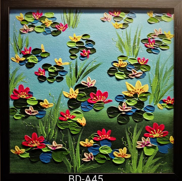 Painting titled "Bloomingdale A 45" by Geetu Thakur, Original Artwork, Acrylic Mounted on Cardboard