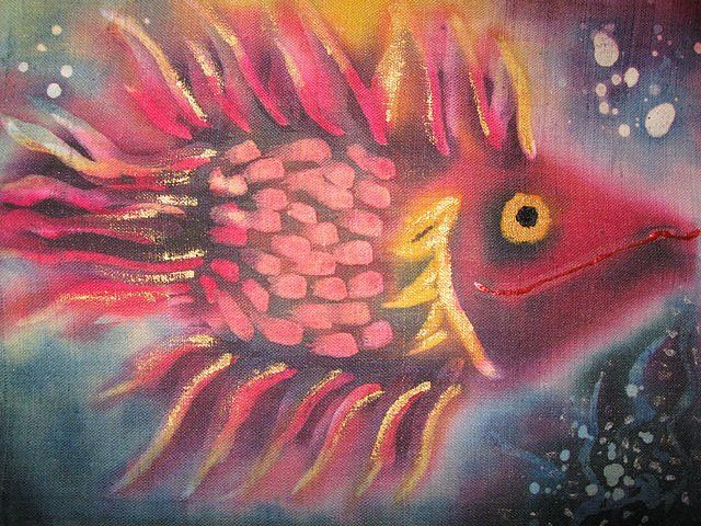 Pintura titulada ""Красная рыба"" por Ksenia Stepanova, Obra de arte original