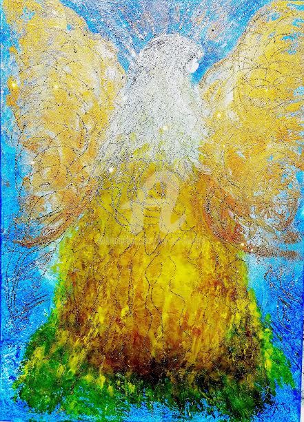 Peinture intitulée "Ange de Lumière" par K.Ty, Œuvre d'art originale, Acrylique