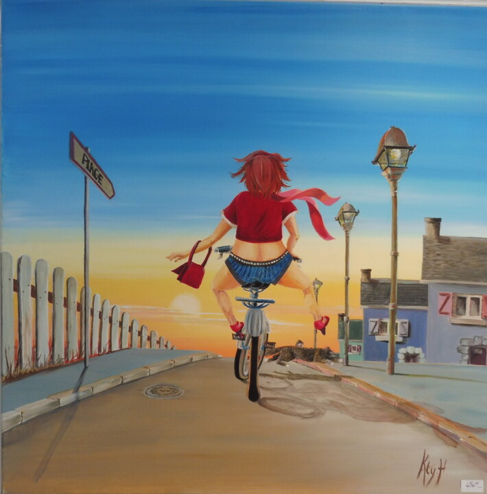Painting titled "En route pour les p…" by Kty Palacios- Hoyez, Original Artwork, Acrylic Mounted on Wood Stretcher frame