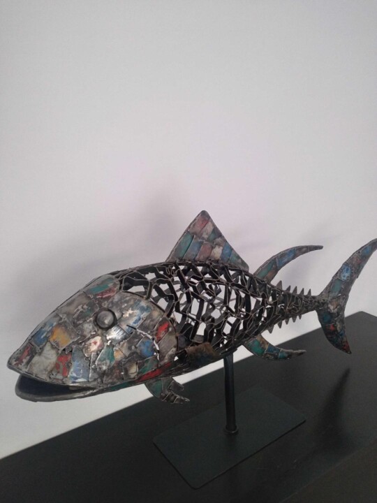 Scultura intitolato "Fish patchwork" da Kubotoo, Opera d'arte originale, Metalli