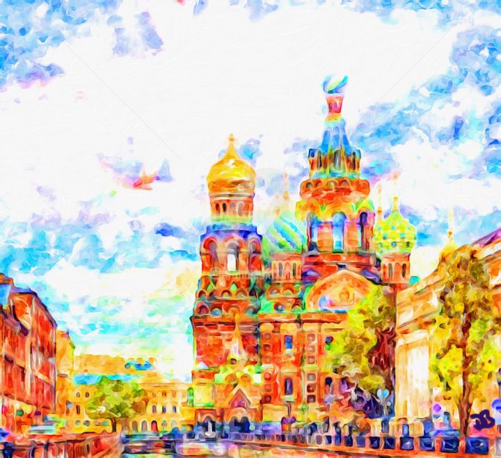 Malerei mit dem Titel "Sankt Petersburg" von D.Arts, Original-Kunstwerk, Acryl