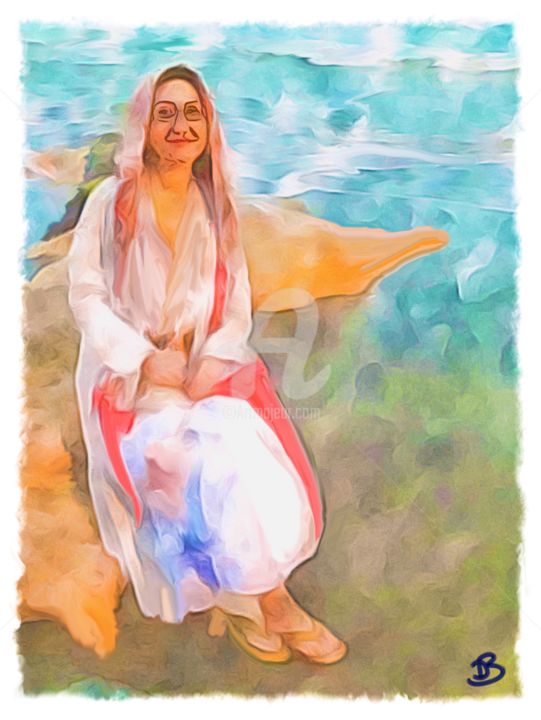 Malerei mit dem Titel "Oriental Mermaid" von D.Arts, Original-Kunstwerk, Acryl