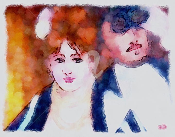 Malerei mit dem Titel "The Couple in the O…" von D.Arts, Original-Kunstwerk, Acryl