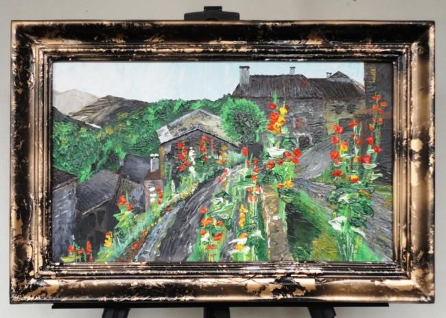 Peinture intitulée "French Village" par Sergey Kuimov, Œuvre d'art originale, Huile