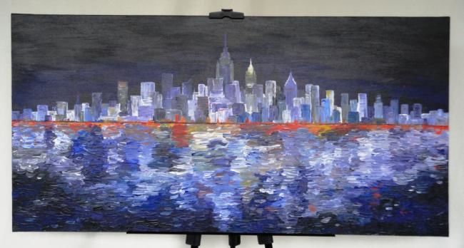 Peinture intitulée "City" par Sergey Kuimov, Œuvre d'art originale, Huile