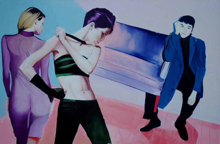 Pittura intitolato "Please sit down" da János Kujbus, Opera d'arte originale, Olio