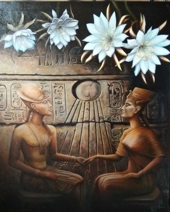 Pintura titulada ""Las flores del Nil…" por Julia Carro, Obra de arte original,