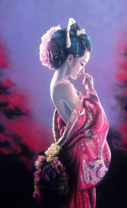 Pintura titulada "Ensoñación" por Julia Carro, Obra de arte original, Pastel Montado en Panel de madera