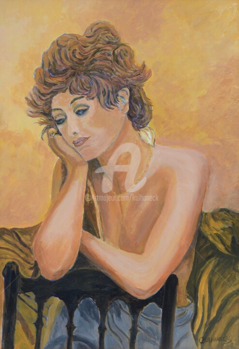 Peinture intitulée "SONGERIE DE FEMME" par Kulhaneck, Œuvre d'art originale, Huile