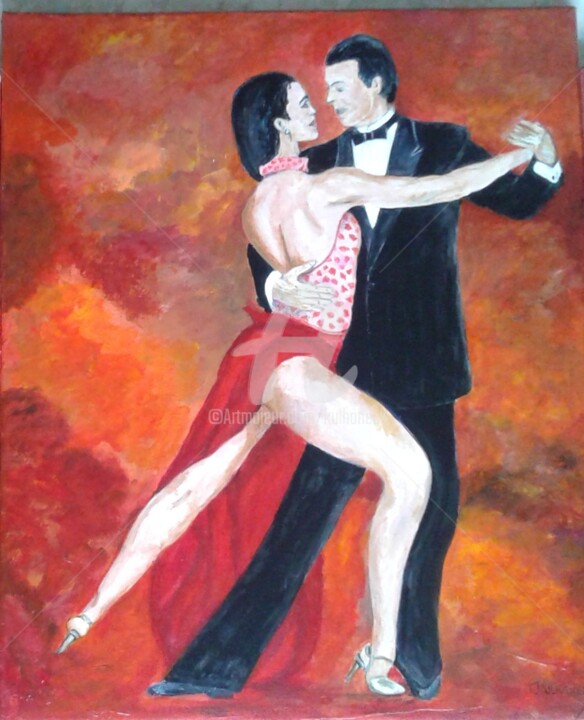 Painting titled "danse passion 3" by Kulhaneck, Original Artwork, Oil