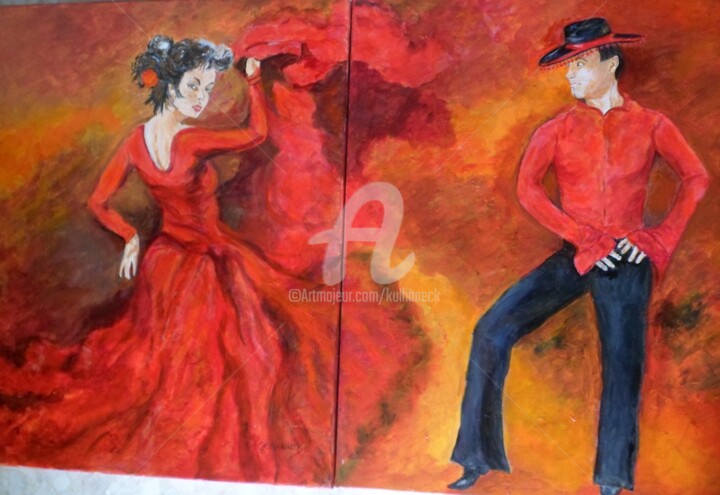 Painting titled "Danse passion" by Kulhaneck, Original Artwork