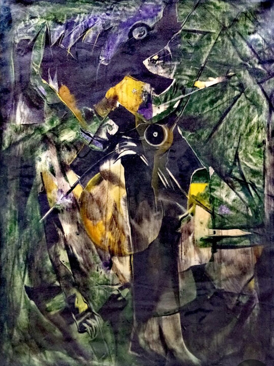 Pittura intitolato "Spirit of the Jungle" da Kumara Rathnayaka, Opera d'arte originale, Acrilico Montato su Telaio per barel…