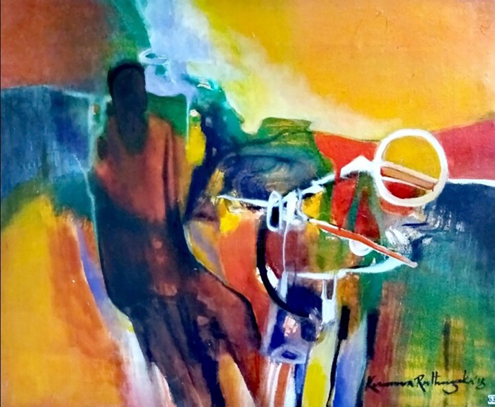 Pintura intitulada "Solitude in the Eve…" por Kumara Rathnayaka, Obras de arte originais, Acrílico Montado em Armação em mad…