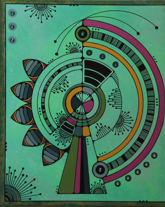 Painting titled "Galactic Transmitter" by Kunaku, Original Artwork, Acrylic