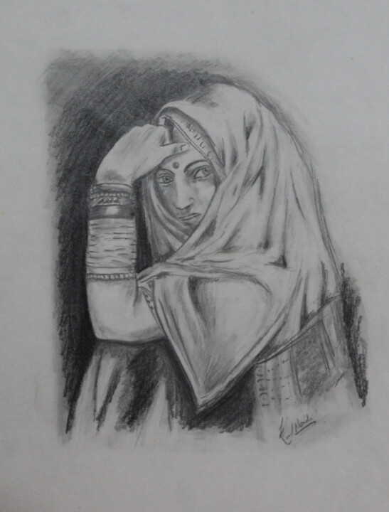 Рисунок под названием "Be Patient" - Kunal Nandi, Подлинное произведение искусства, Карандаш