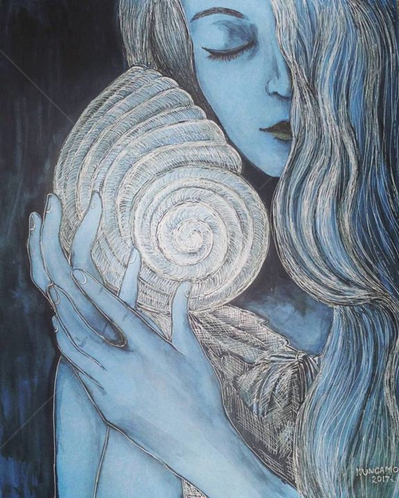 Картина под названием "Шепот моря" - Kungamo, Подлинное произведение искусства