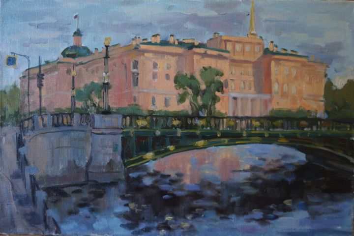 Painting titled "Mikhailovsky castle…" by Inna Kunitzina, Original Art, Oil