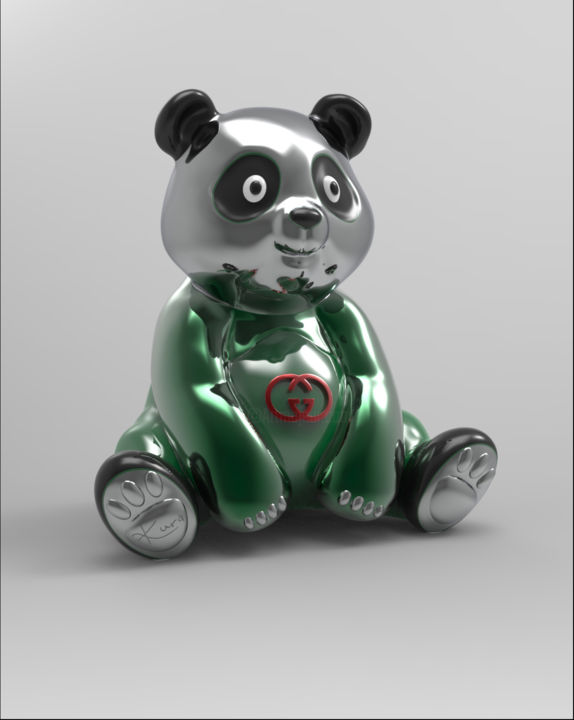 Sculpture intitulée "Panda Kuro Gucci Gr…" par Thibault Kuro, Œuvre d'art originale, Résine