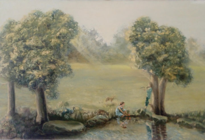 Peinture intitulée "Милодия любви" par Vitalii Kurortnyi, Œuvre d'art originale, Huile Monté sur Châssis en bois