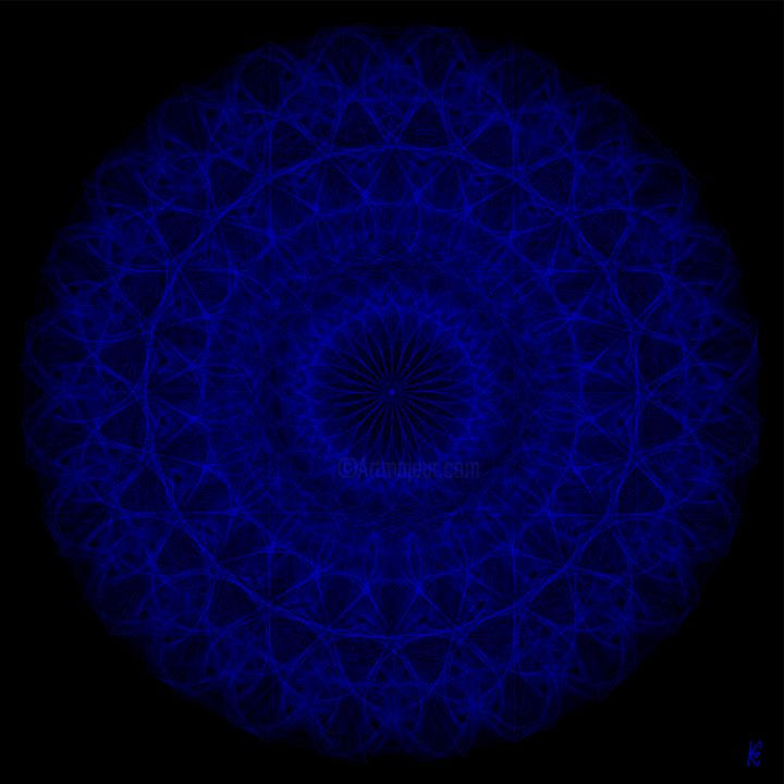 Digitale Kunst getiteld "Blue mandala" door Kurotory, Origineel Kunstwerk, 2D Digital Work