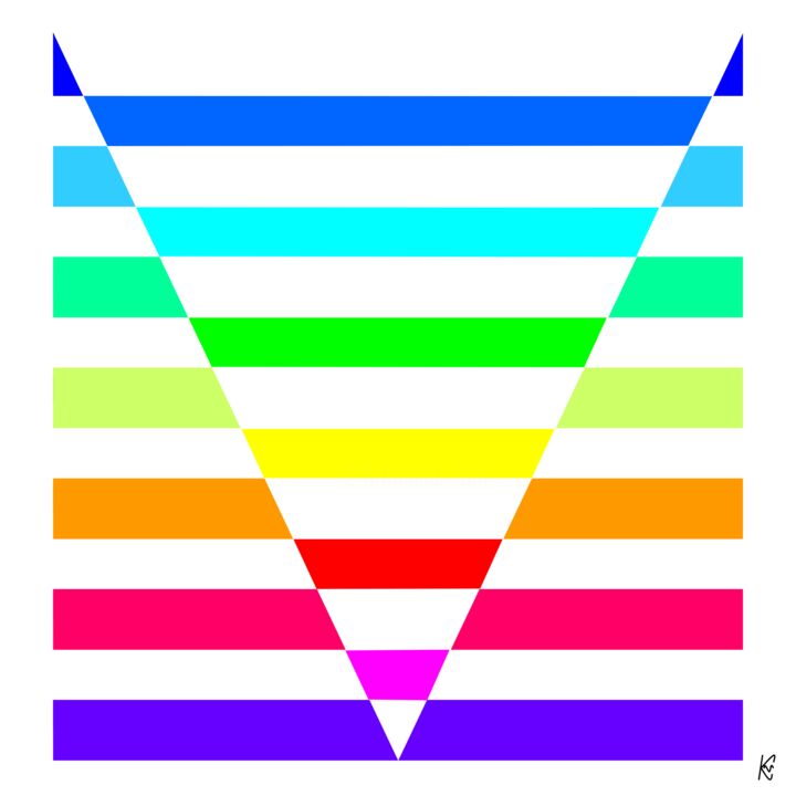 Digitale Kunst mit dem Titel "Triangular rainbow" von Kurotory, Original-Kunstwerk, 2D digitale Arbeit