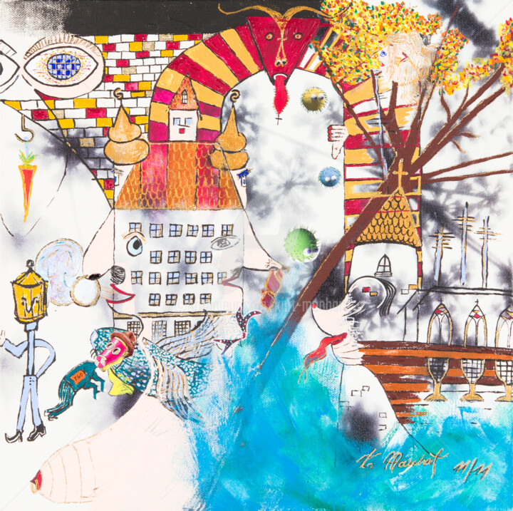 Collages intitolato "Fantasiewelten" da Kurt Manhart, Opera d'arte originale, Collages