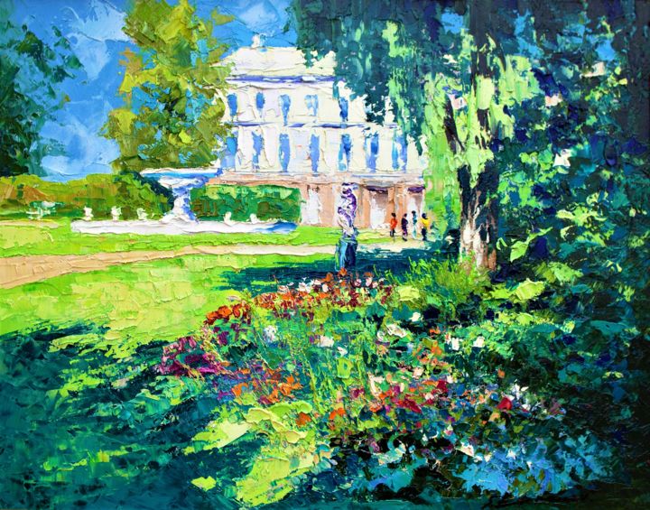 Картина под названием "Прогулка в летнем п…" - Сергей Ефремов, Подлинное произведение искусства, картон