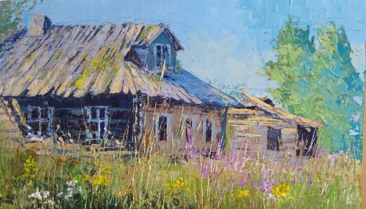 Painting titled "Старый дом." by Sergei Efremov, Original Artwork, Oil