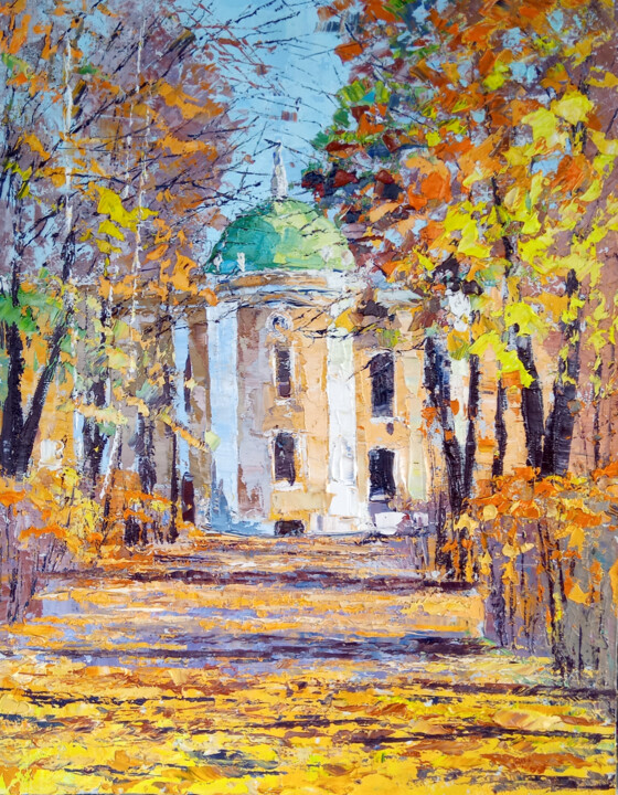 Painting titled "Осень в Кусково" by Sergei Efremov, Original Artwork, Oil