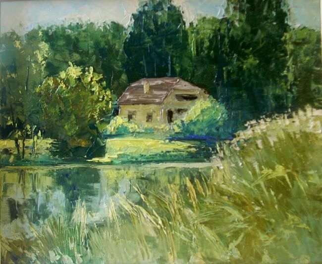 Ζωγραφική με τίτλο "Дом у пруда" από Сергей Ефремов, Αυθεντικά έργα τέχνης