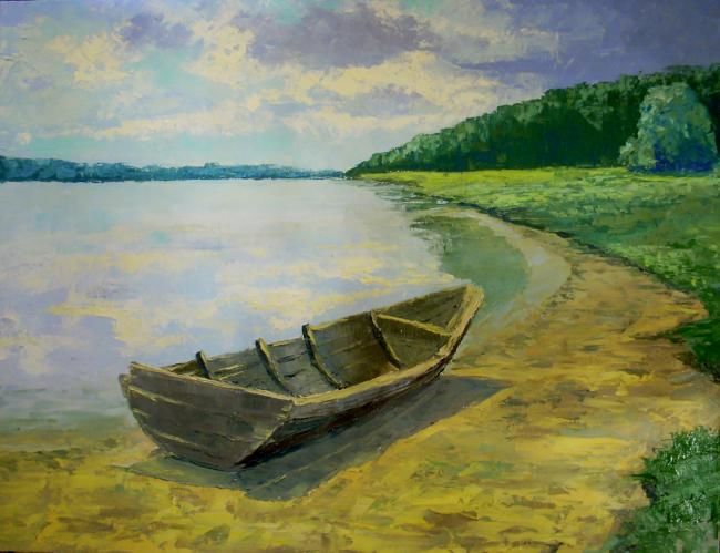 Painting titled "Волга" by Sergei Efremov, Original Artwork