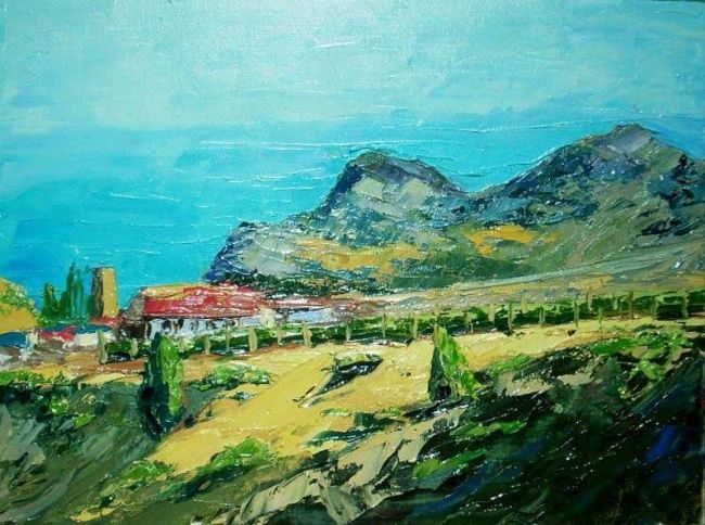 Картина под названием "Крым (Уютное)" - Сергей Ефремов, Подлинное произведение искусства, Масло