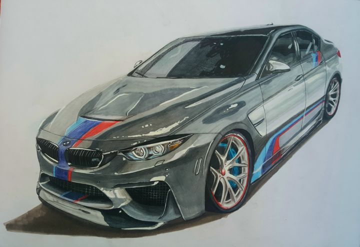 Рисунок под названием "BMW M3 f80.jpg" - Artem Kuzmichev, Подлинное произведение искусства, Маркер