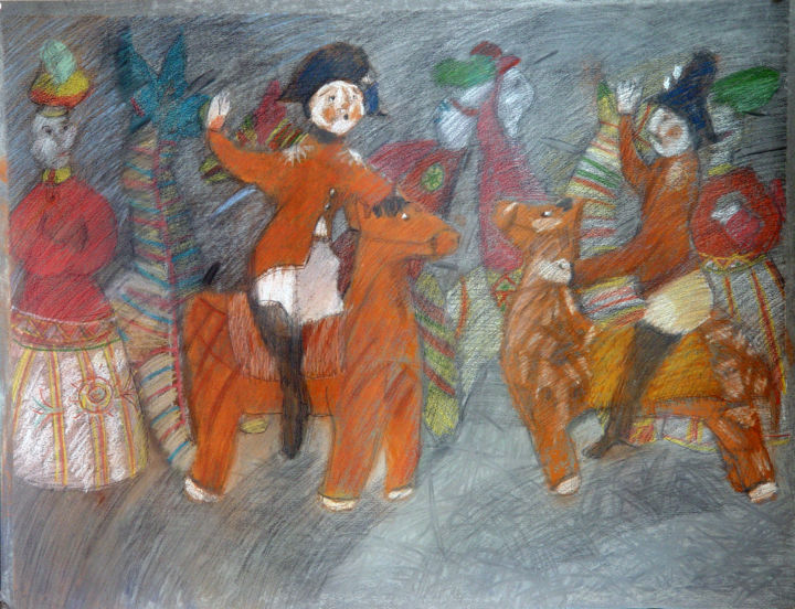 Pittura intitolato "Солдатики." da Natalia Kuznetsova, Opera d'arte originale, Pastello