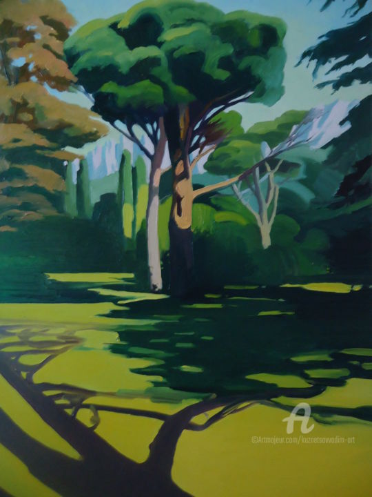 Peinture intitulée "Алупка "Парк"" par Vadim Kuznetsov, Œuvre d'art originale, Huile