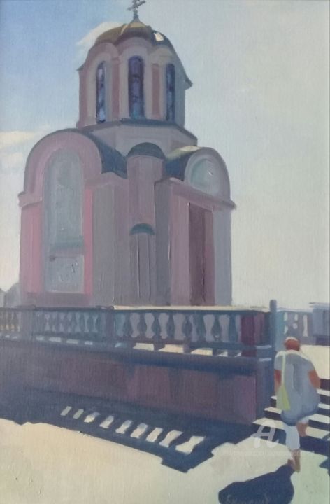 Pintura intitulada "Часовня в Ялте" por Vadim Kuznetsov, Obras de arte originais, Óleo