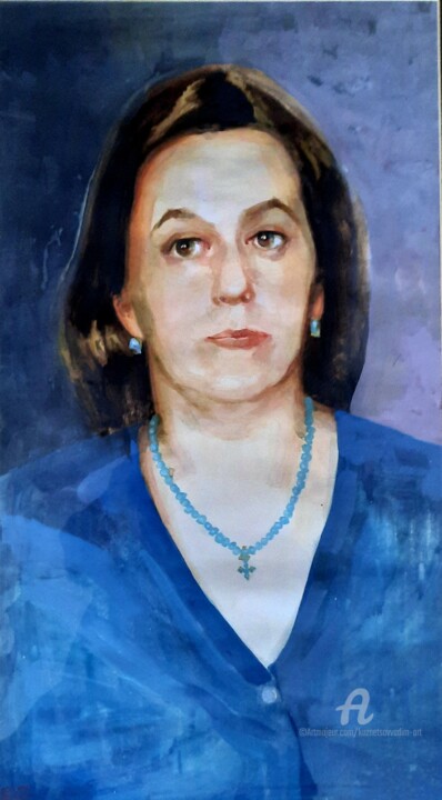 Peinture intitulée "Портрет женщины" par Vadim Kuznetsov, Œuvre d'art originale, Aquarelle