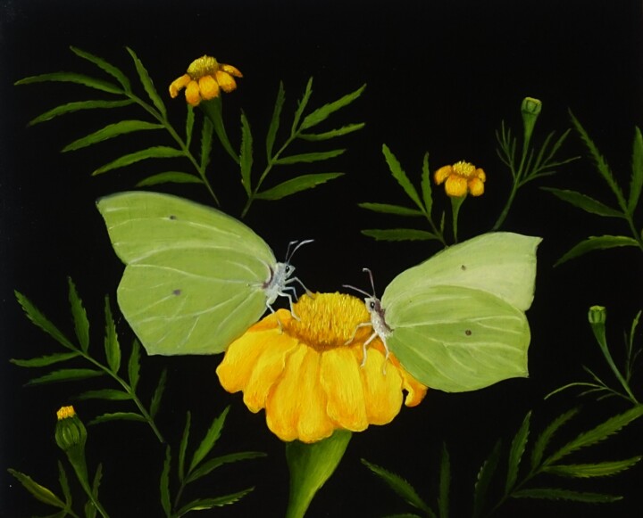 Ζωγραφική με τίτλο "Butterflies" από Kvantaliani, Αυθεντικά έργα τέχνης, Λάδι