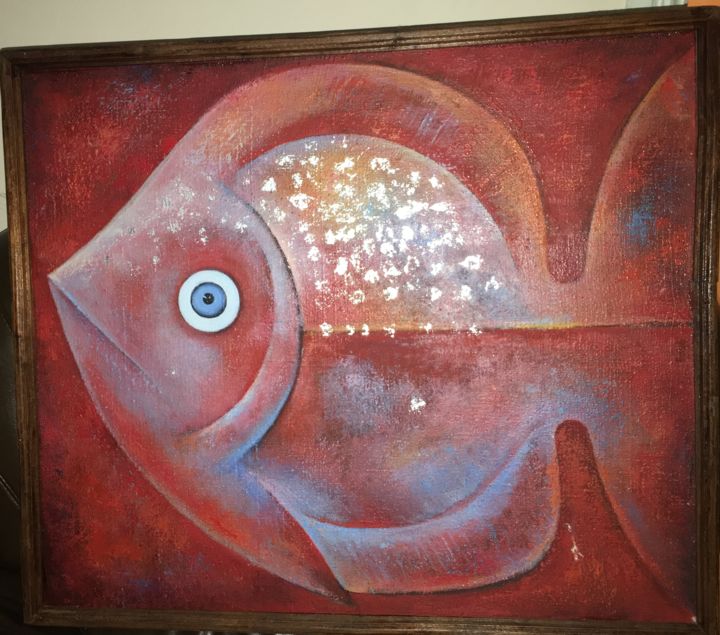 Painting titled ""Рыба "" by Kvarandzia Tamta, Original Artwork