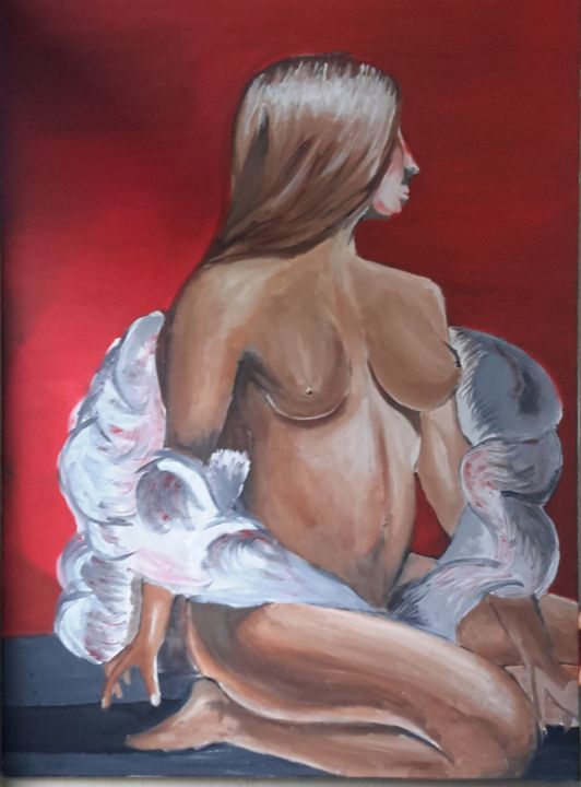 Pittura intitolato ""Sensuality"" da Kwasi Adom-Frimpong, Opera d'arte originale, Acrilico