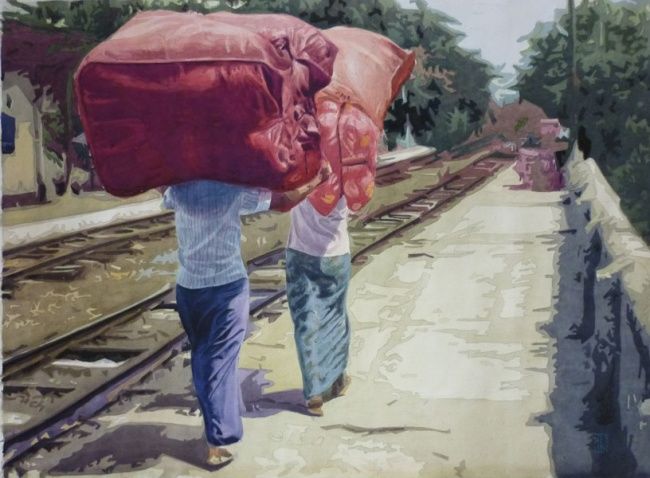 Malerei mit dem Titel "under the sunlight…" von Kyaw Lin, Original-Kunstwerk, Andere