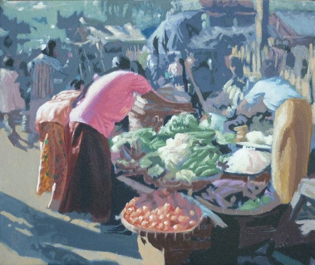 Malerei mit dem Titel "under the sunlight…" von Kyaw Lin, Original-Kunstwerk